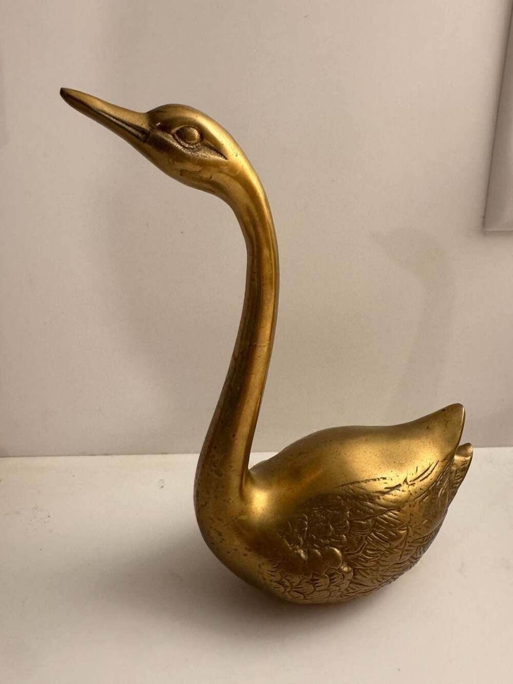 Vintage Korean Large Brass Swan Figurine